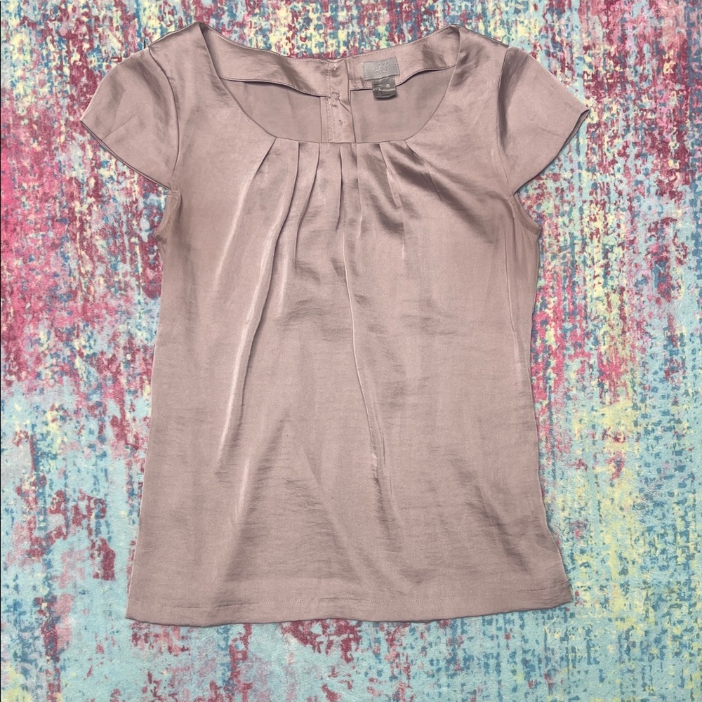 Women's Short-Sleeve Pleated Blouse - Champagne Mauve